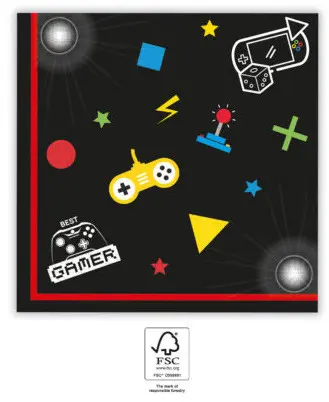 Gaming Party Servietten 20 St. 33x33 cm FSC Produktfoto