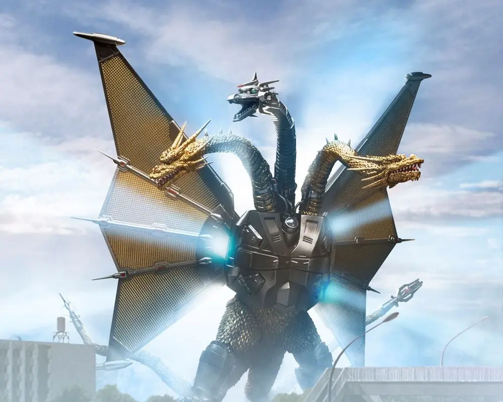 Godzilla vs. King Ghidorah S.H. MonsterArts Action Figur Mecha Ghidorah Shinjuku Decisive Battle Special set 25 cm Produktfoto