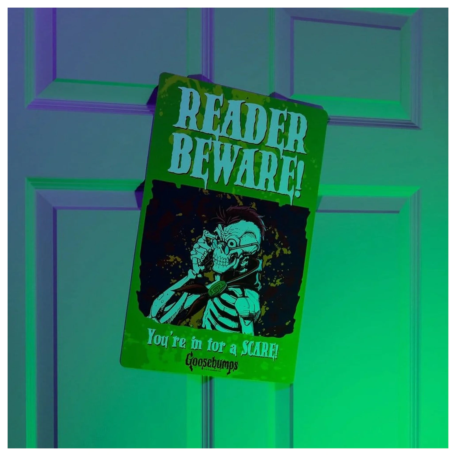 Goosebumps Metallschild Reader Beware Produktfoto