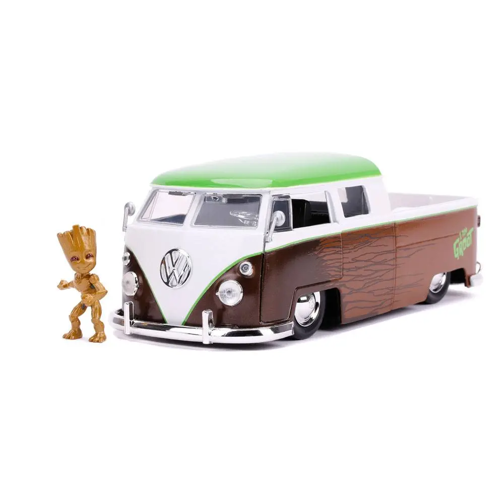 Guardians of the Galaxy Hollywood Rides Diecast Modell 1/24 1962 Volkswagen Bus mit Figur Produktfoto