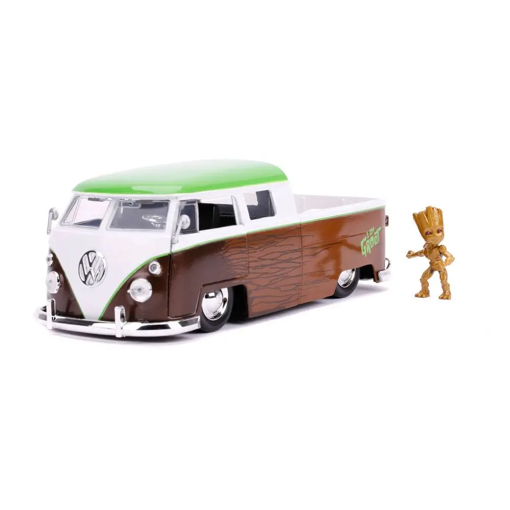 Guardians of the Galaxy Hollywood Rides Diecast Modell 1/24 1962 Volkswagen Bus mit Figur Produktfoto