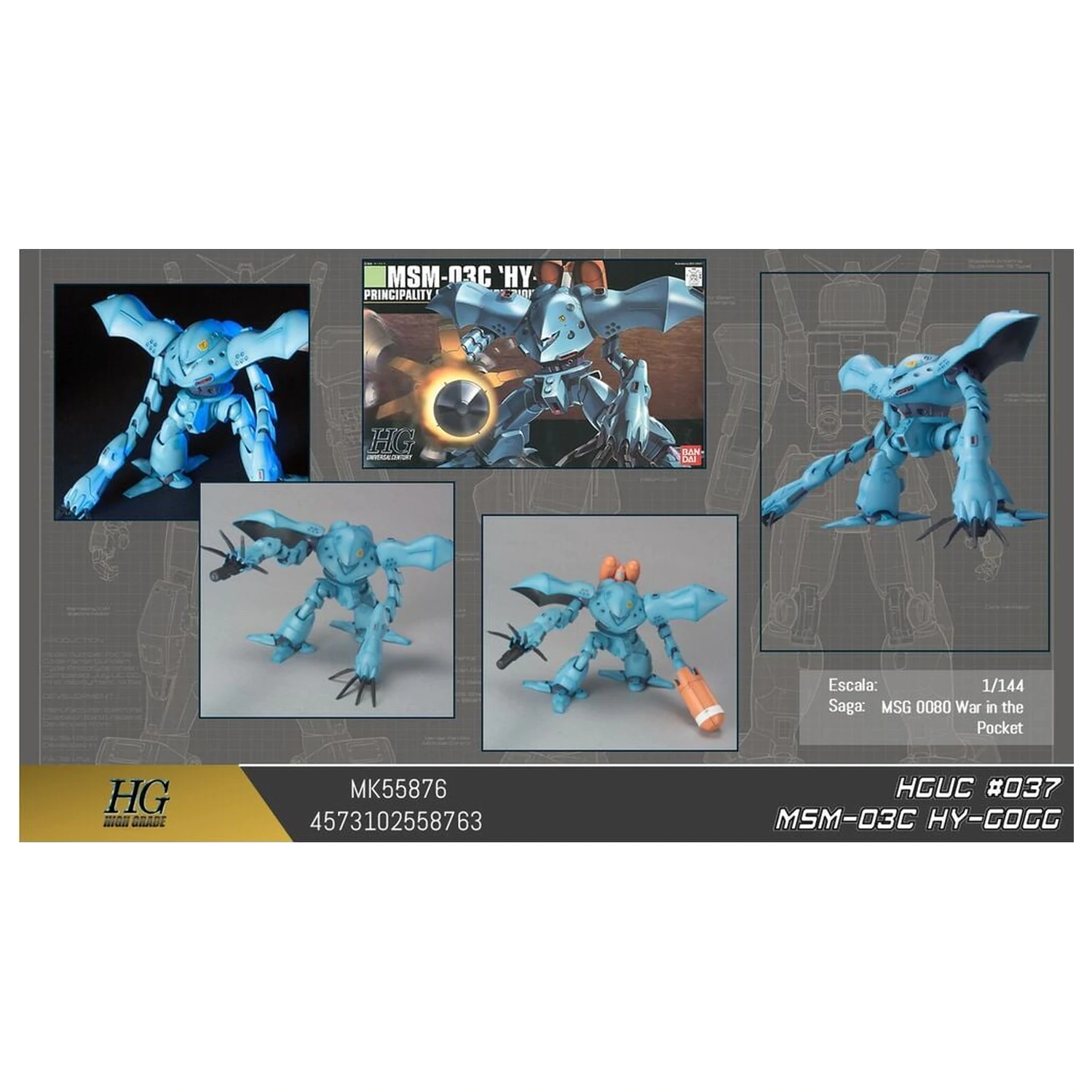 Gundam 0080 War in the Pocket MSM-03C Hi-Gogg Mobile Suit Modellbausatz HGUC 1/144 Produktfoto