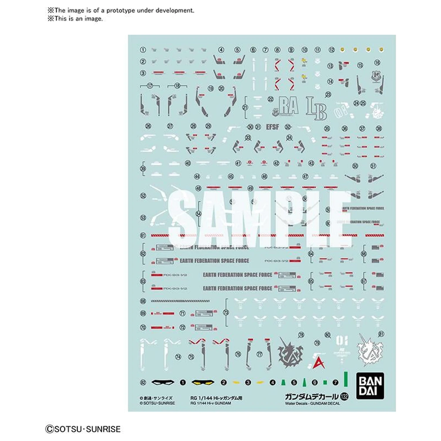 Gundam Decal 132 RG 1/144 Hi-v Gundam Modellbausatz Produktfoto