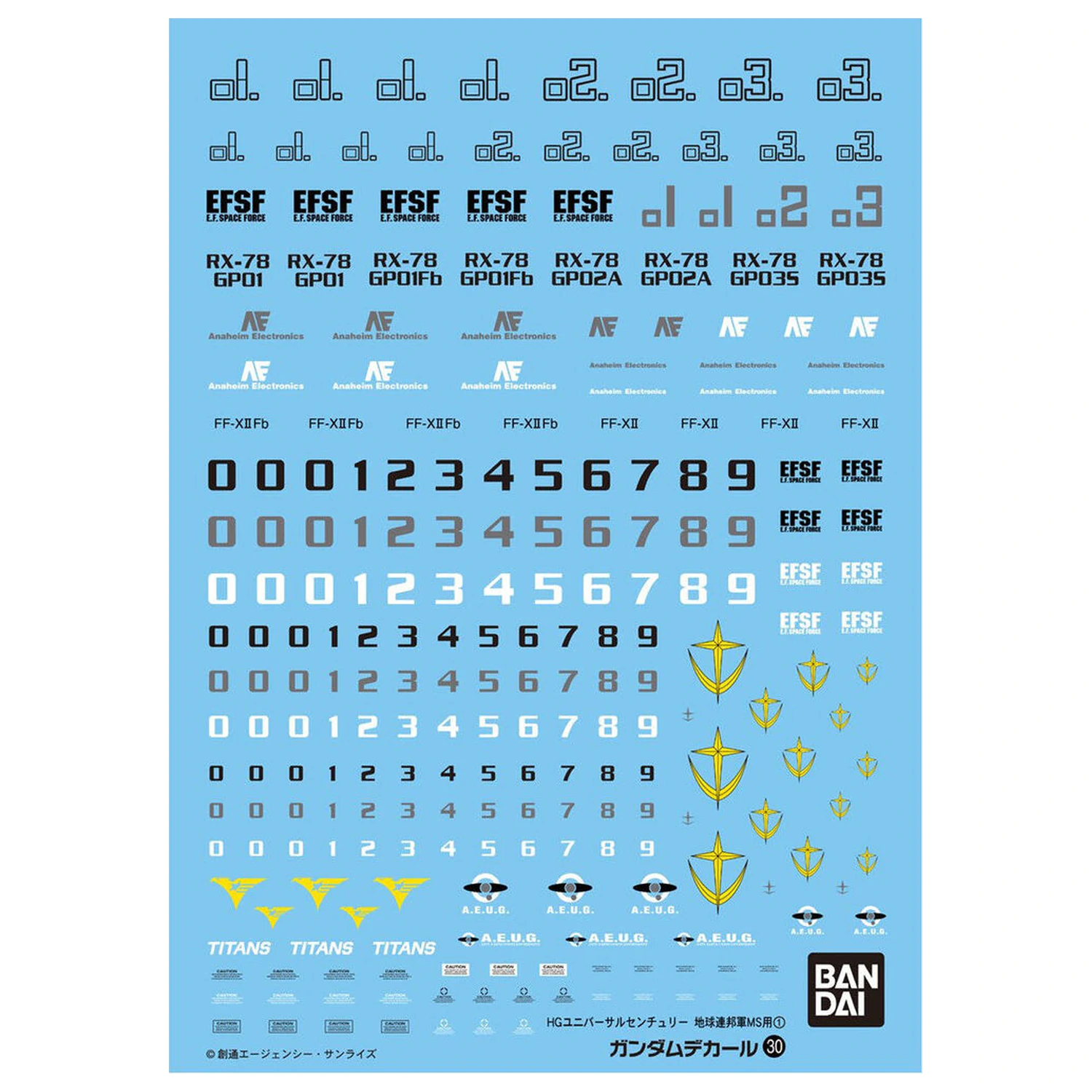 Water-slide Decals Gundam Decal 30 HGUC Earth Federation 1 Modellbausatz Zubehörpaket Produktfoto