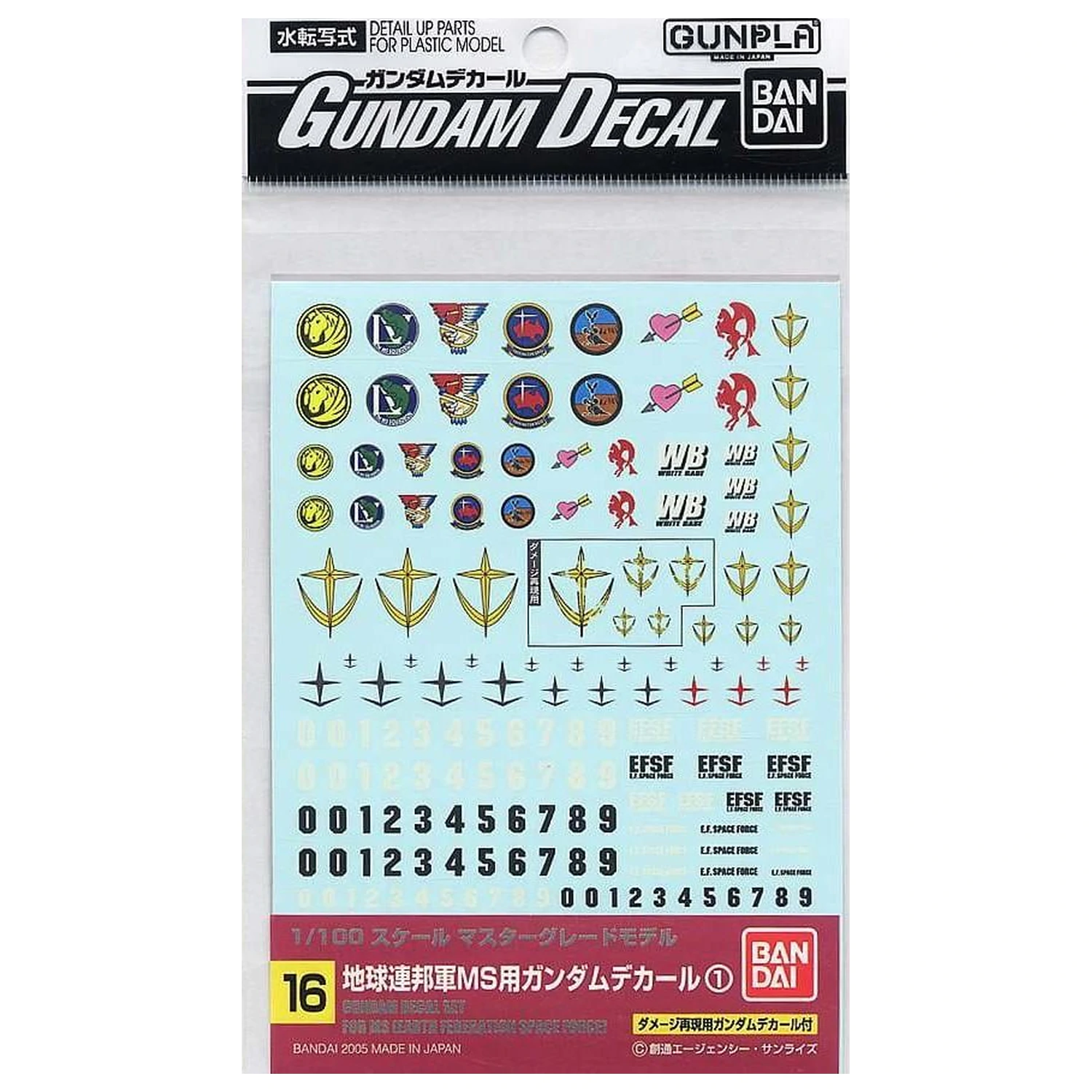 GUNDAM Gundam Abziehbild 16 MG Mehrzweck Federation Modellbausatz Produktfoto