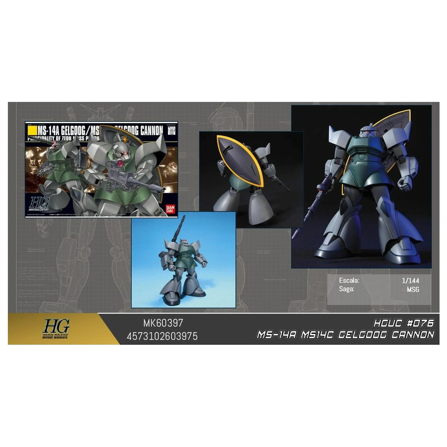 Gundam MS-14C Gelgoog Cannon Mobile Suit Modellbausatz HGUC 1/144 Produktfoto