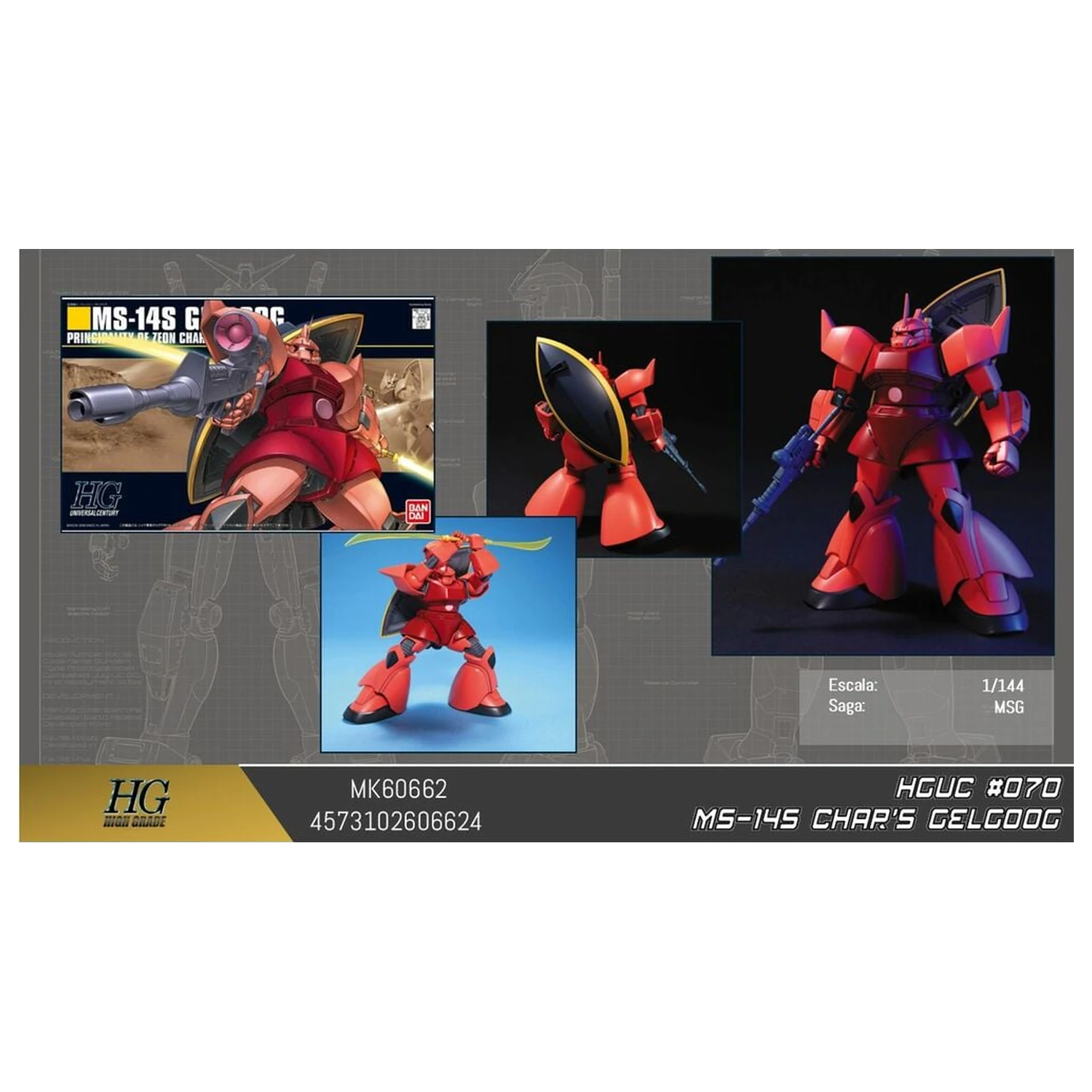 Gundam MS-14S Gelgoog Char Aznable Custom Mobile Suit Modellbausatz HGUC 1/144 Produktfoto