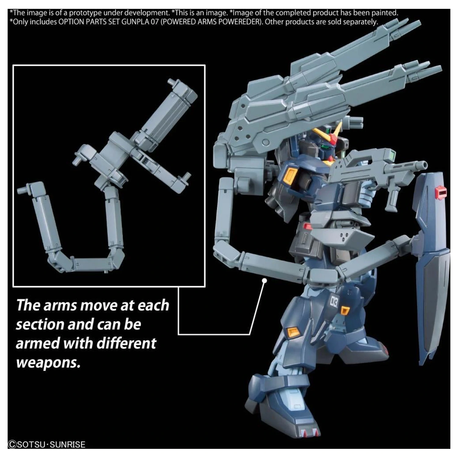 Gundam Optionalteile Set Gunpla 07 (Powered Arms Powereder) Modellbausatz Produktfoto