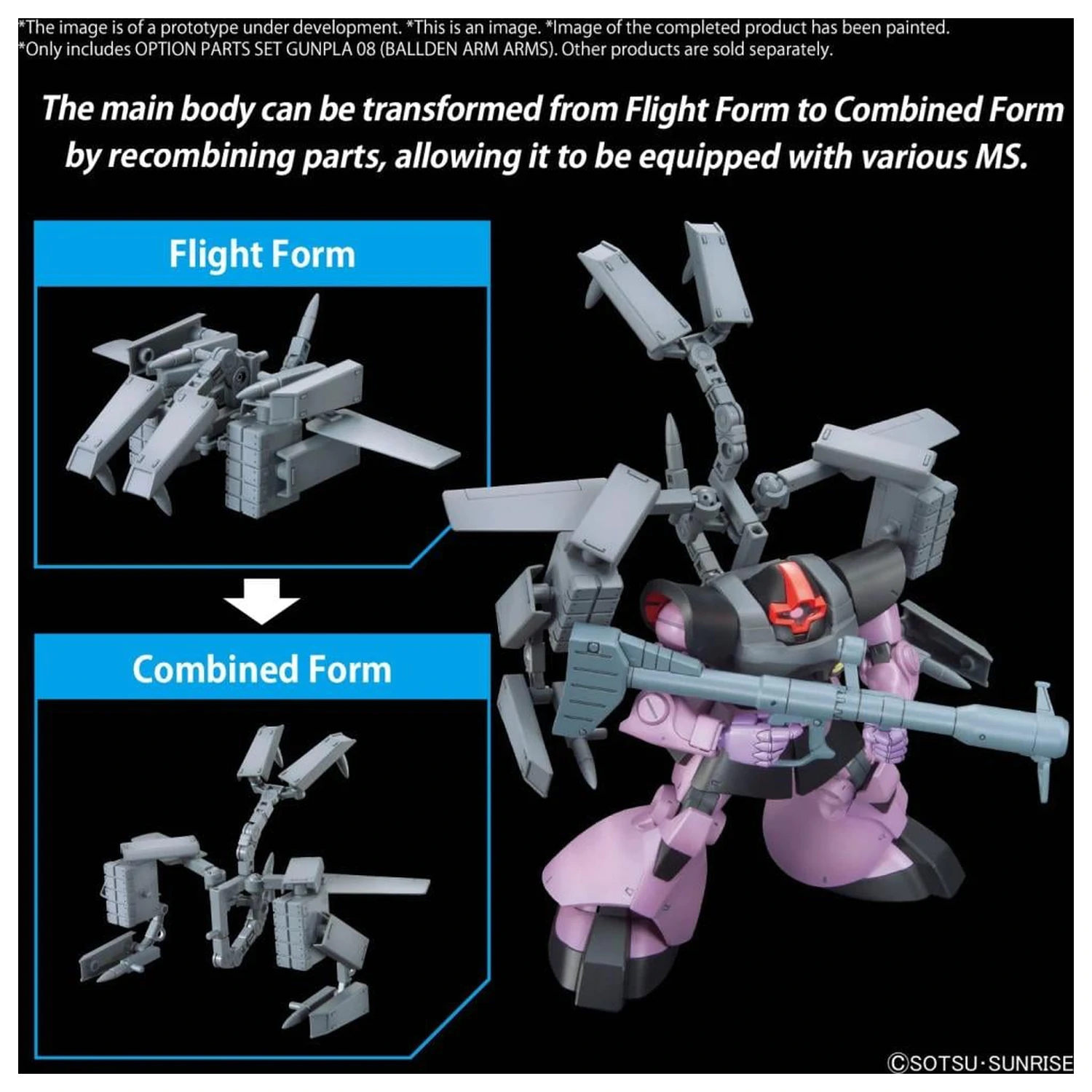 GUNDAM Optionale Teile Set Gunpla 08 (Ballden Arm Arms) Modellbausatz Produktfoto