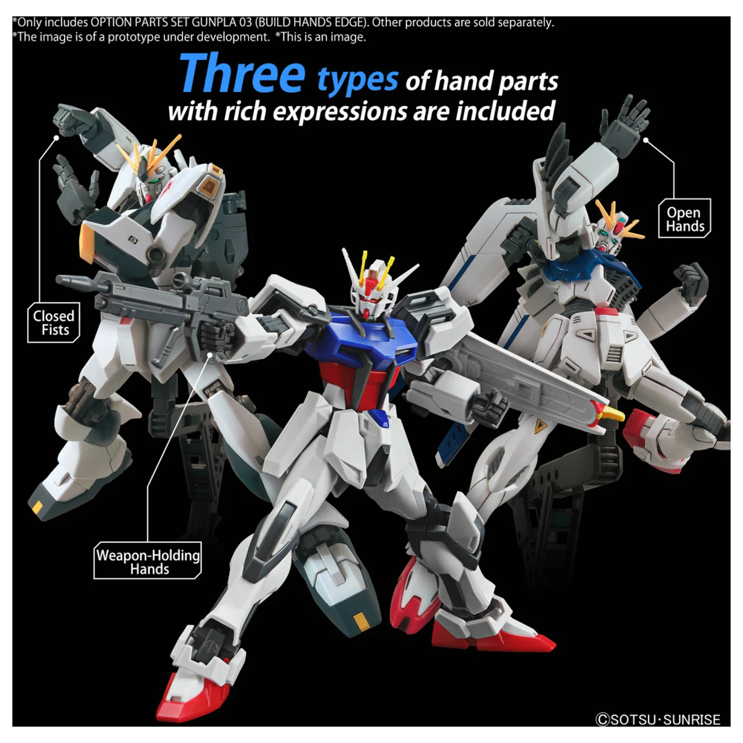 Gundam Optionen Bauteile Set Gunpla 3 (Build Hands Edge) Modellbausatz Produktfoto