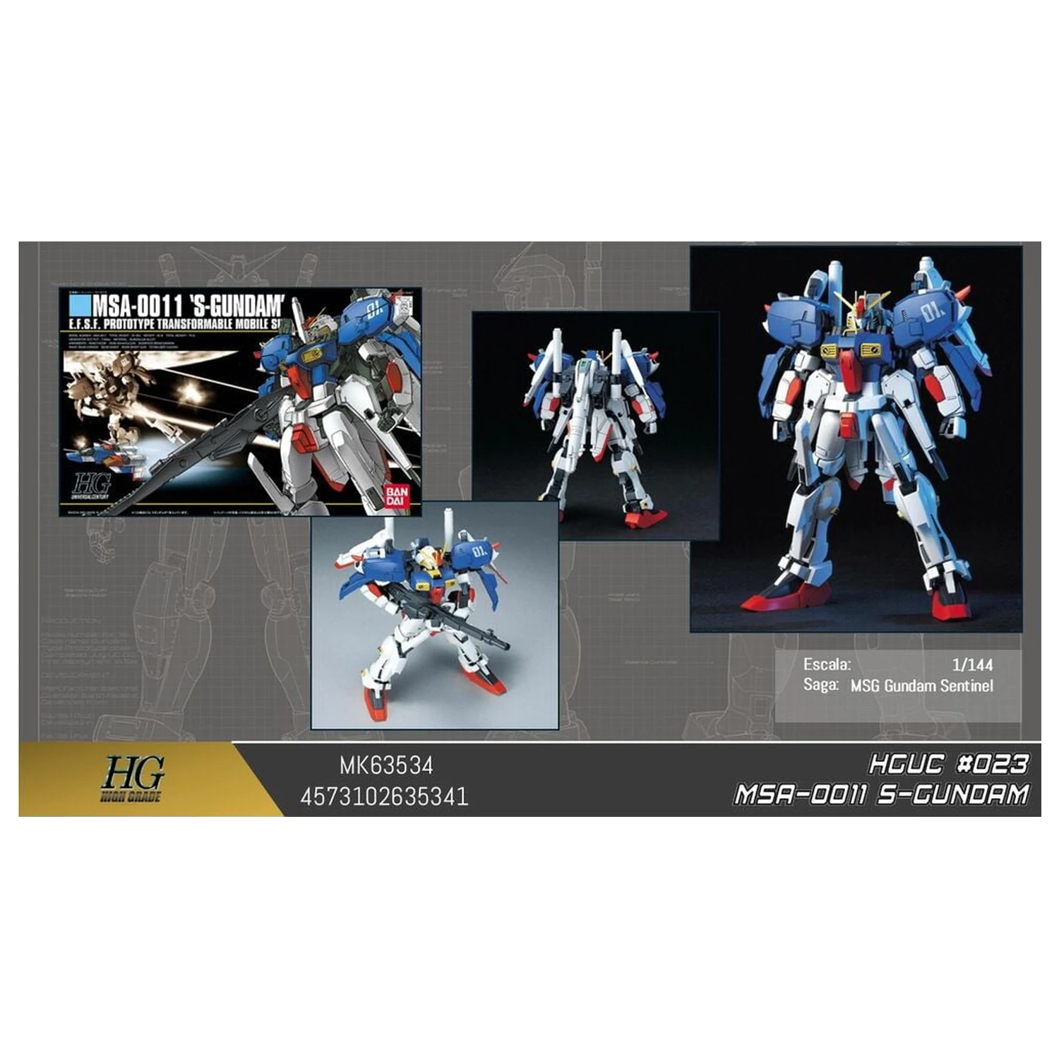 Gundam Sentinel MSA-0011 S Gundam Mobile Suit Modell Bausatz HGUC 1/144 Produktfoto