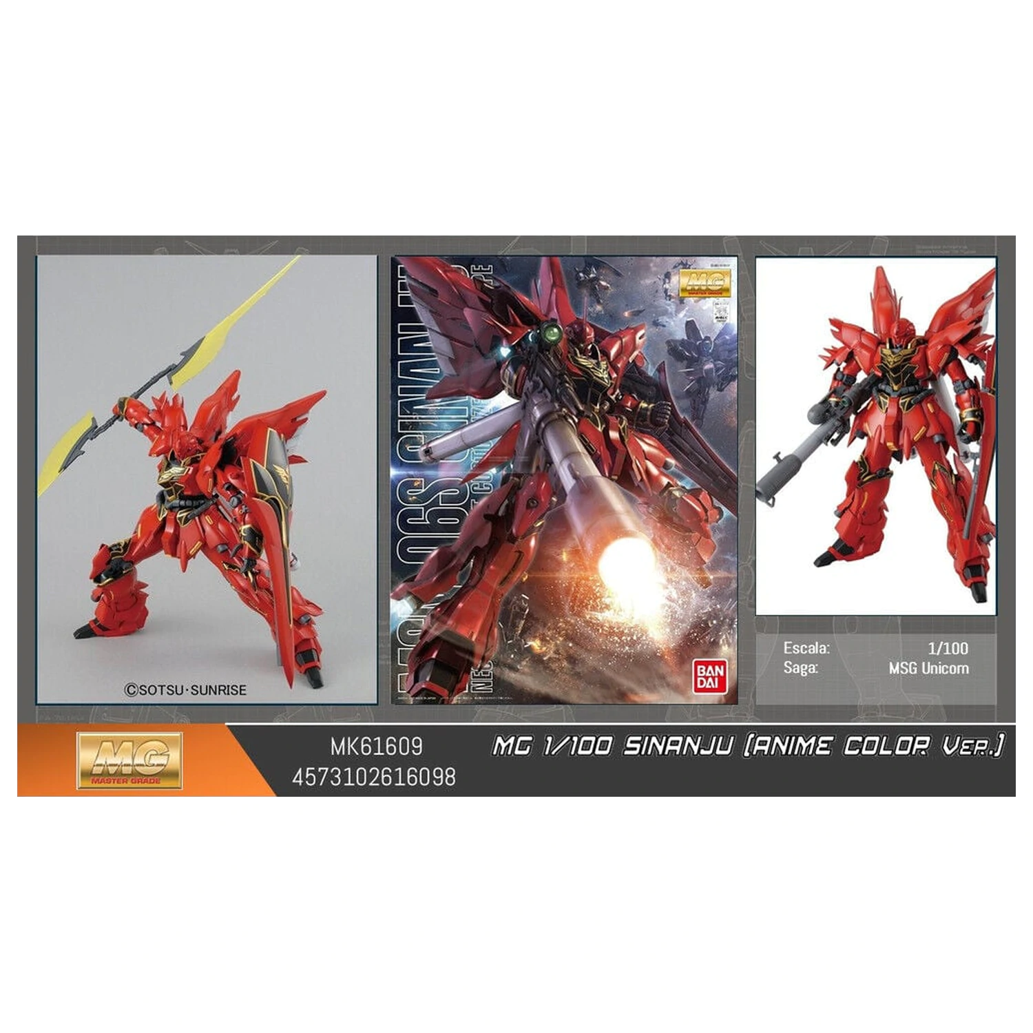 Gundam UC MSN-06S Sinanju Anime Color Ver. Mobile Suit Modellbausatz MG 1/100 Produktfoto