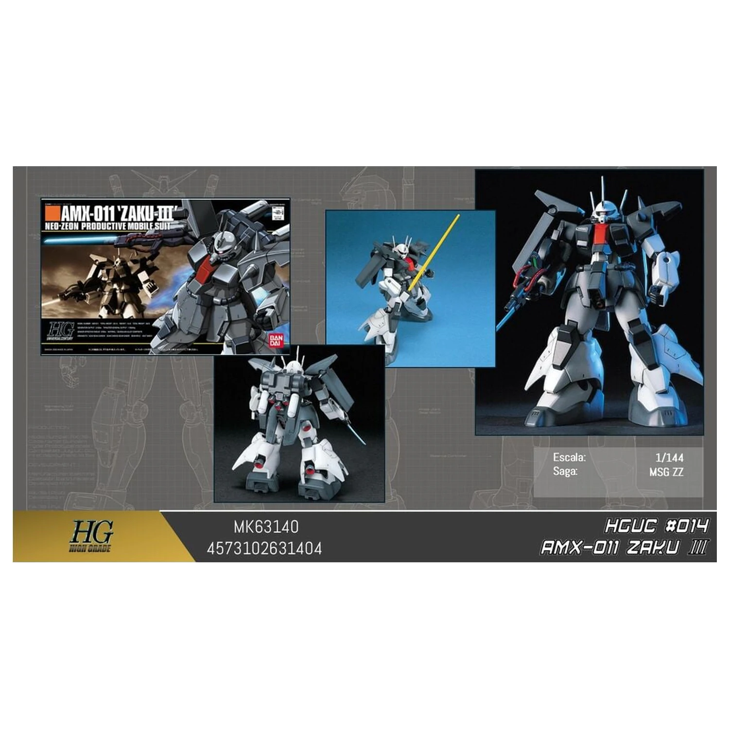 Gundam ZZ AMX-011 Zaku III Mobile Suit Modellbausatz HGUC 1/144 Produktfoto
