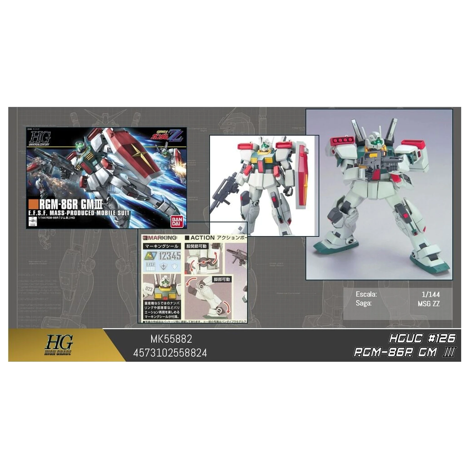 Gundam ZZ RGM-86R GM III Mobile Suit Modellbausatz HGUC 1/144 Produktfoto
