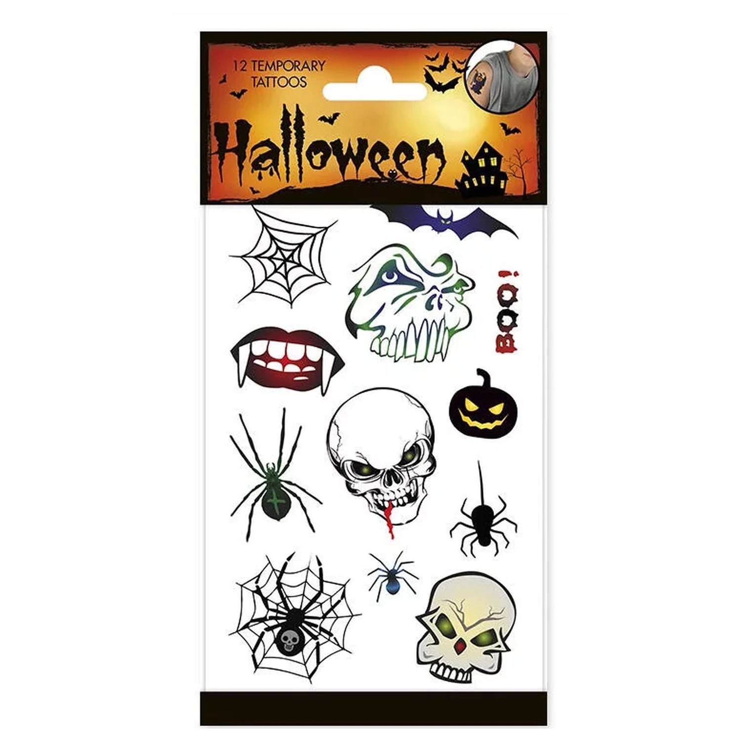 Halloween Skulls Tattoo, 12-teilig Produktfoto