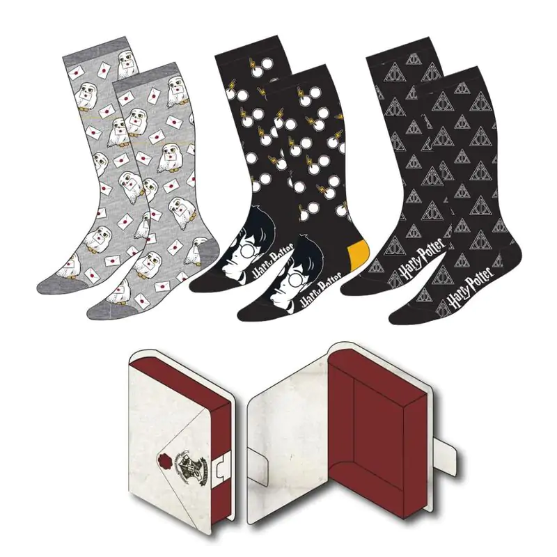 Harry Potter 3er Pack erwachsen Socken termékfotó