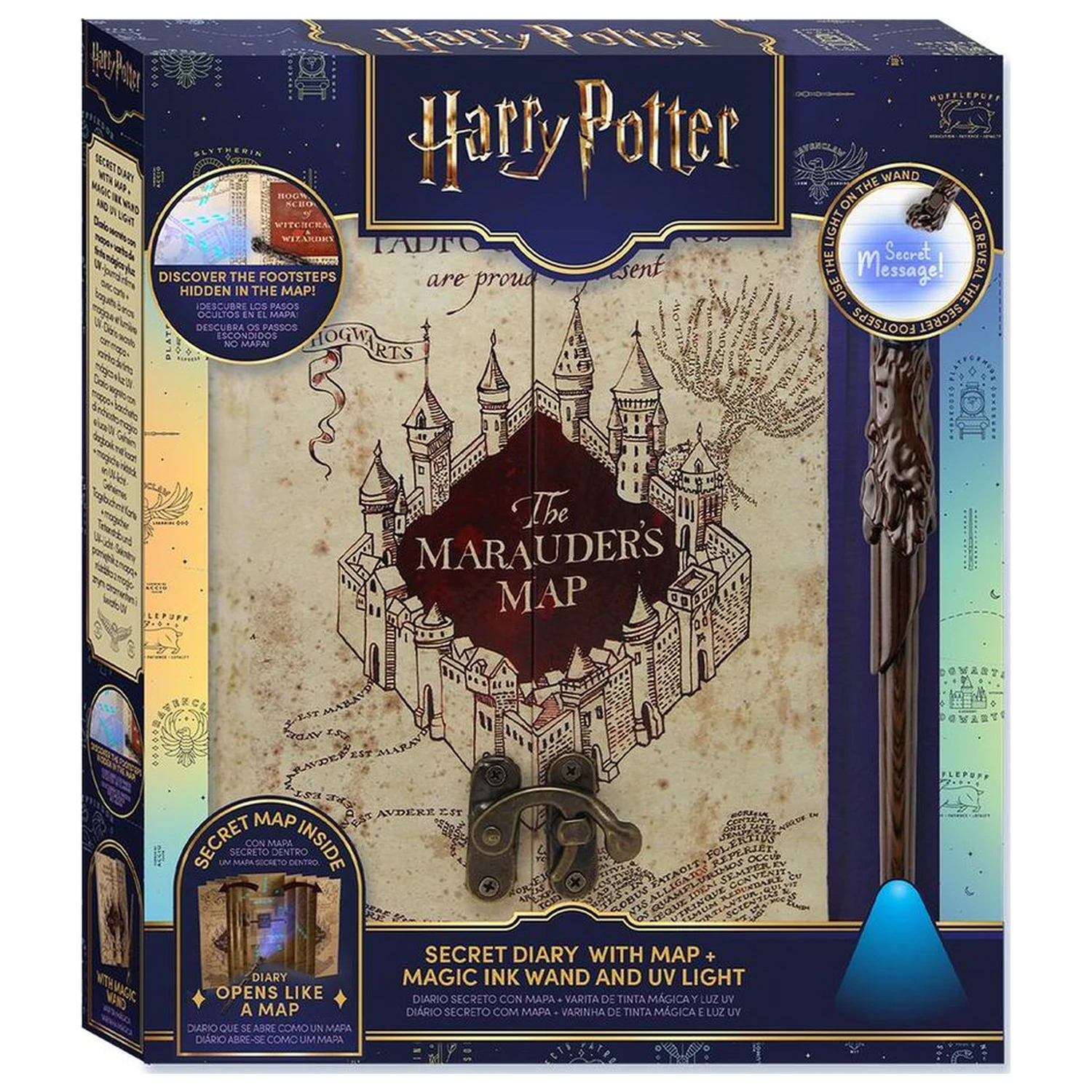 Harry Potter A5 Notizbuch mit Geheimkarte und Zauberstift-Zauberstab Produktfoto