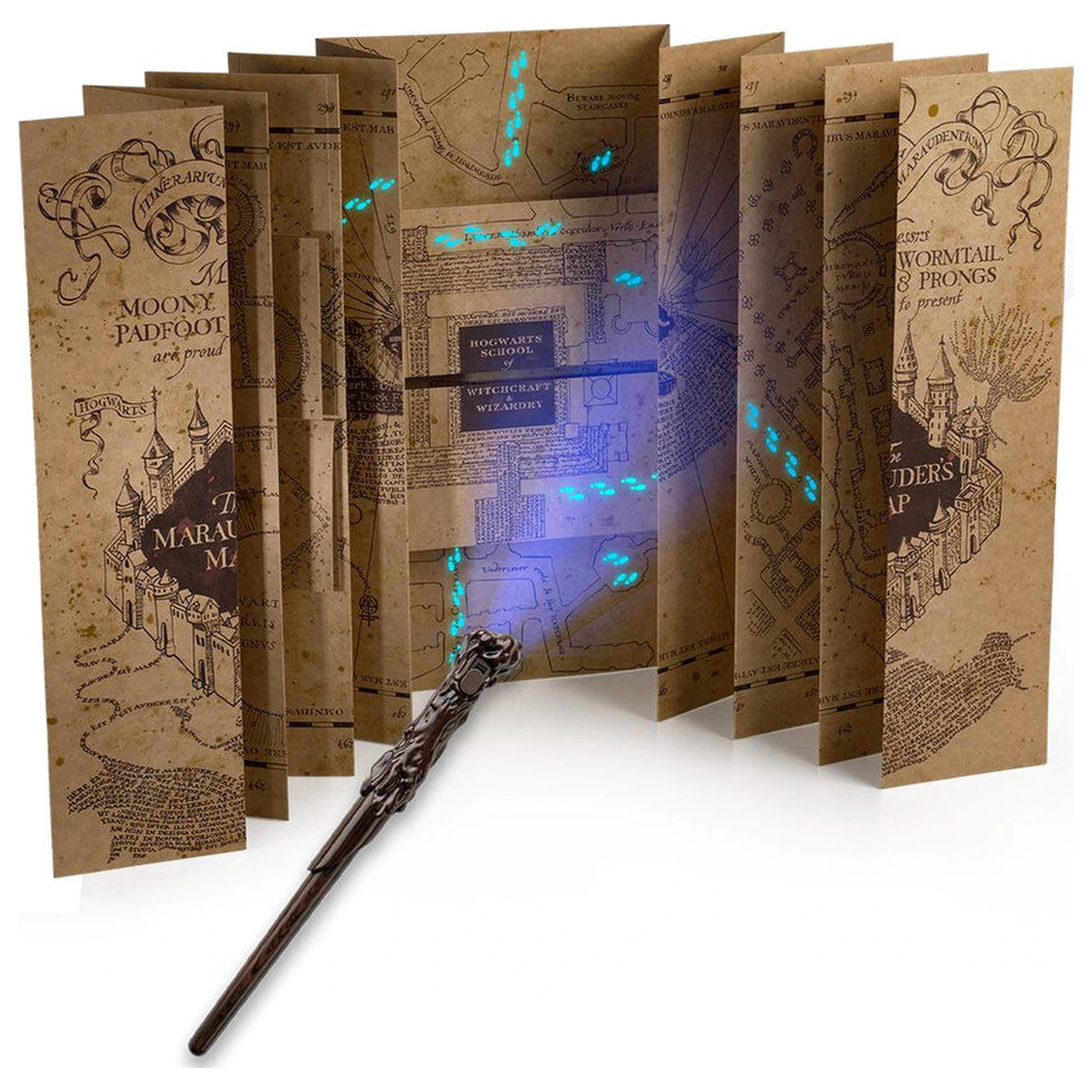 Harry Potter A5 Notizbuch mit Geheimkarte und Zauberstift-Zauberstab Produktfoto