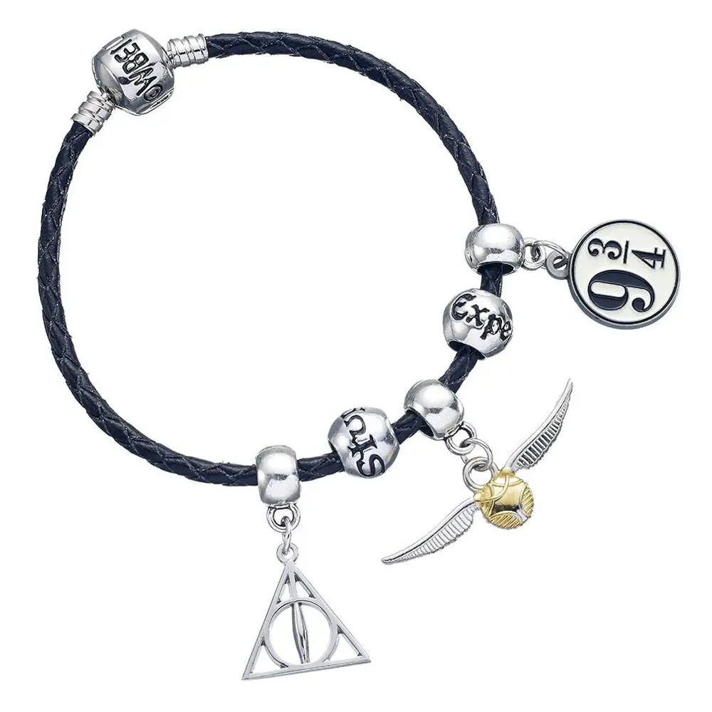 Harry Potter Leder-Armband Anhänger Set Heiligtümer/Schnatz/Platform 9 3/4/2 Spruchperlen Produktfoto