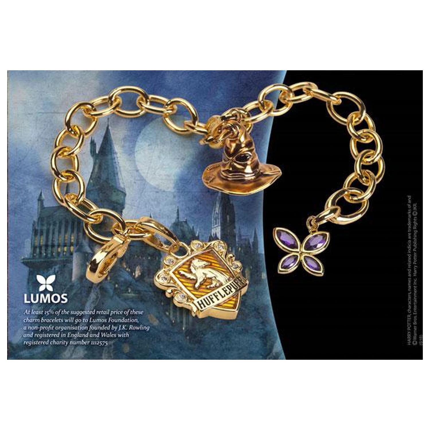 Harry Potter Charm Bettelarmband Lumos Hufflepuff Produktfoto