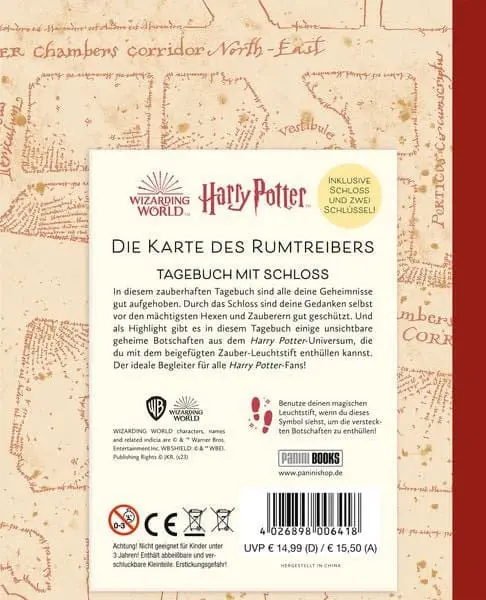 Harry Potter Tagebuch mit Schloss und Leuchtstift Die Karte des Rumtreibers Produktfoto