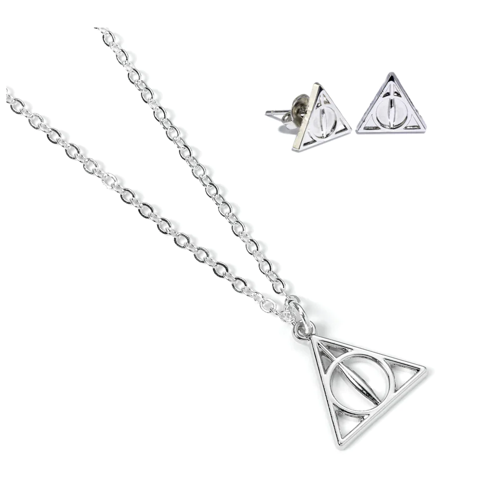 Harry Potter Deathly Hallows Halskette und Ohrringe Set Produktfoto