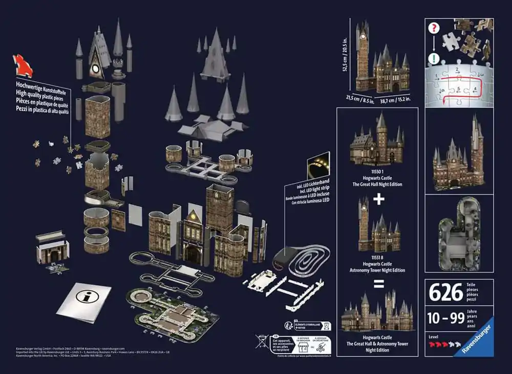 Harry Potter 3D Puzzle Schloss Hogwarts: Astronomieturm - Night Edition (540 Teile) Produktfoto