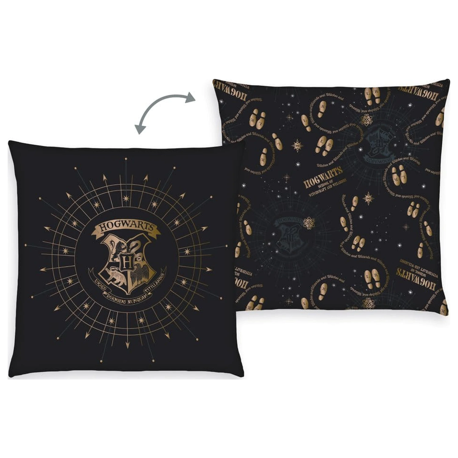 Harry Potter Kissen Hogwarts Wappen & Marauder's Map 40 x 40 cm Produktfoto