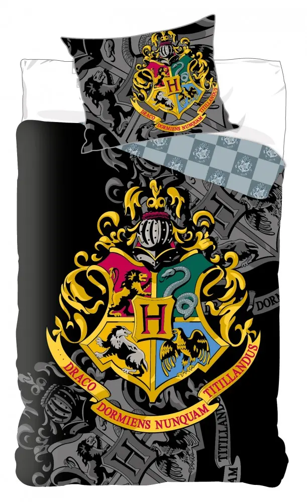Harry Potter Hogwarts Häuser Schwarz Bettbezug Produktfoto