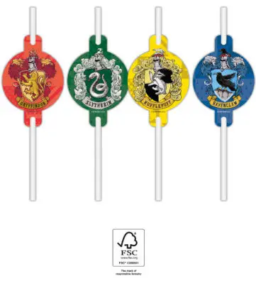 Harry Potter Hogwarts Houses Papierstrohhalm 4er-Set FSC Produktfoto