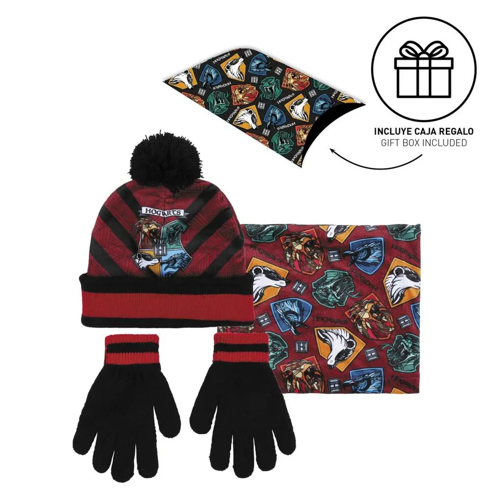 Harry Potter Hogwarts Kinder Winter set Schlauchschal Mütze Handschuh Produktfoto