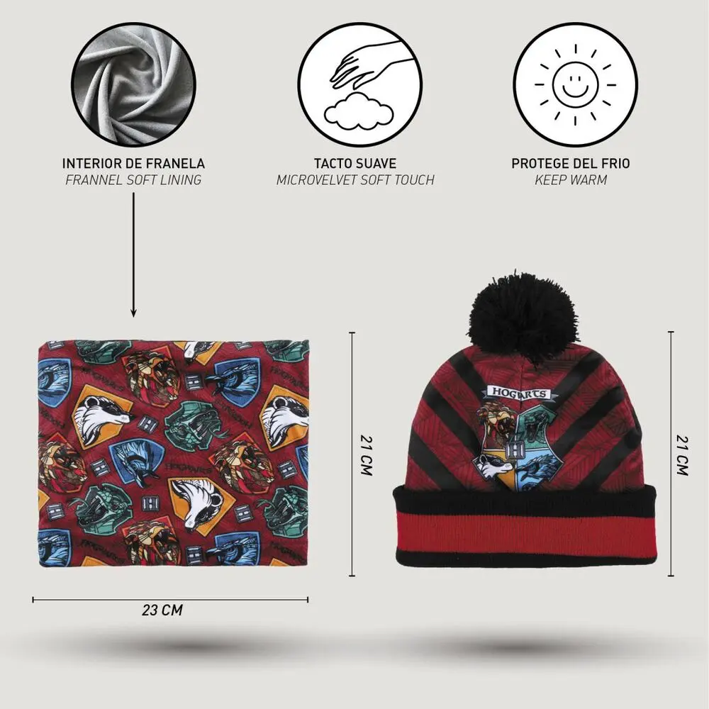 Harry Potter Hogwarts Kinder Winter set Schlauchschal Mütze Handschuh Produktfoto