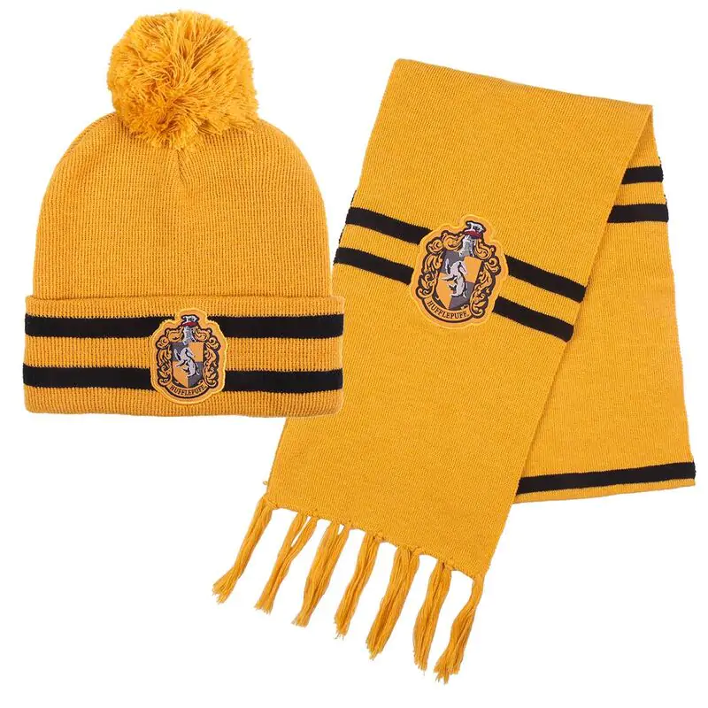 Harry Potter Hufflepuff Set aus Mütze und Schal Produktfoto