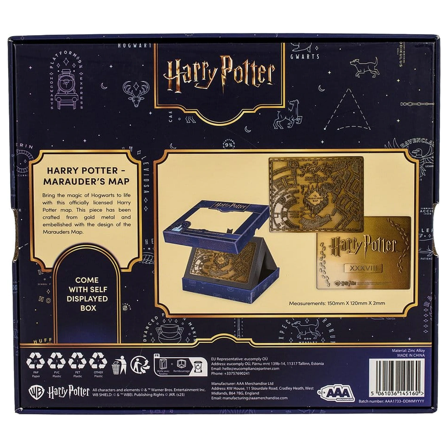 Harry Potter Replica Karte des Rumtreibers Metallkarte 15 cm Produktfoto