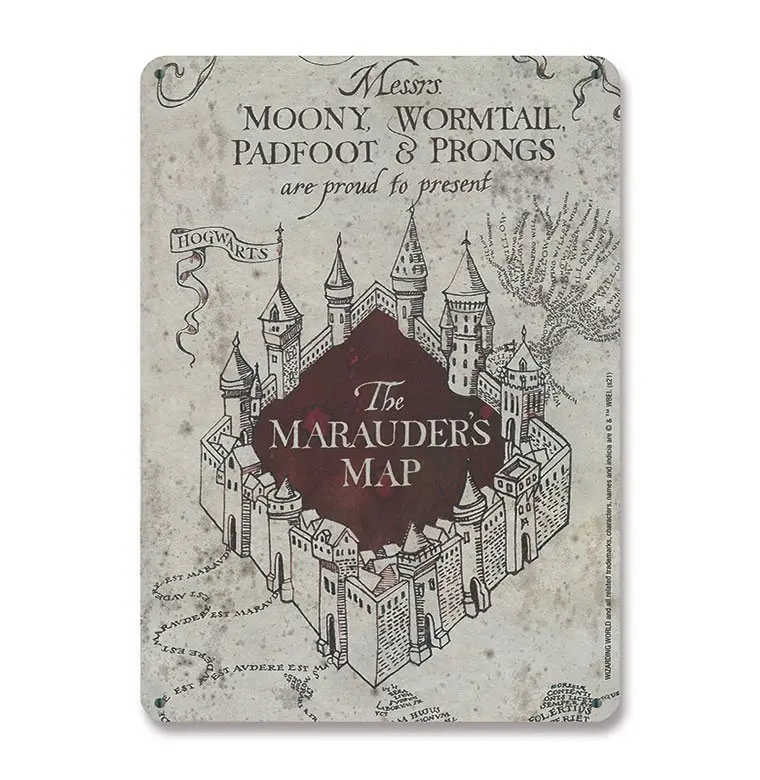 Harry Potter Blechschild Marauders Map 15 x 21 cm Produktfoto