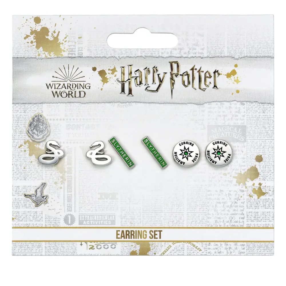 Harry Potter Ohrringe 3er-Pack Slytherin (Versilbert) Produktfoto