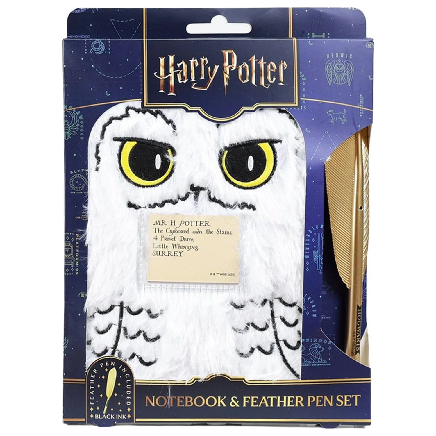 Harry Potter Plüsch Notizbuch Set mit Stift Hedwig Magical Locations Produktfoto