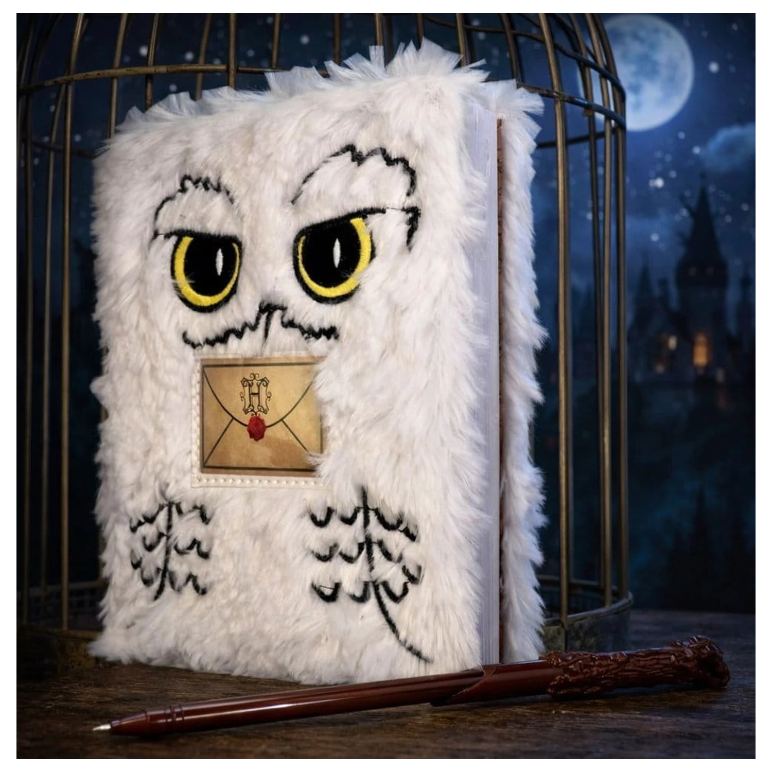 Harry Potter Plüsch Notizbuch Set mit Stift Hedwig Magical Locations Produktfoto