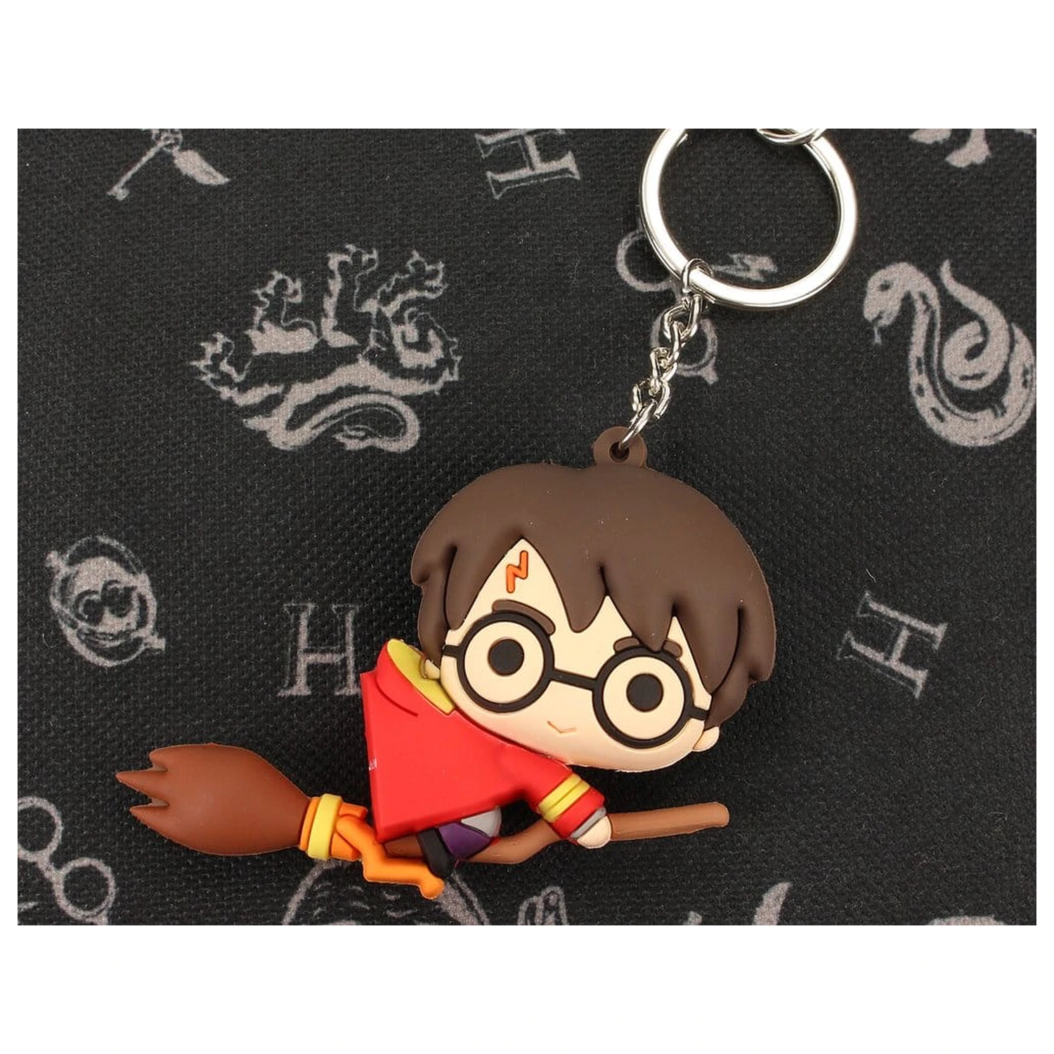 Harry Potter Gummischlüsselanhänger Harry auf Besen 7 cm Produktfoto