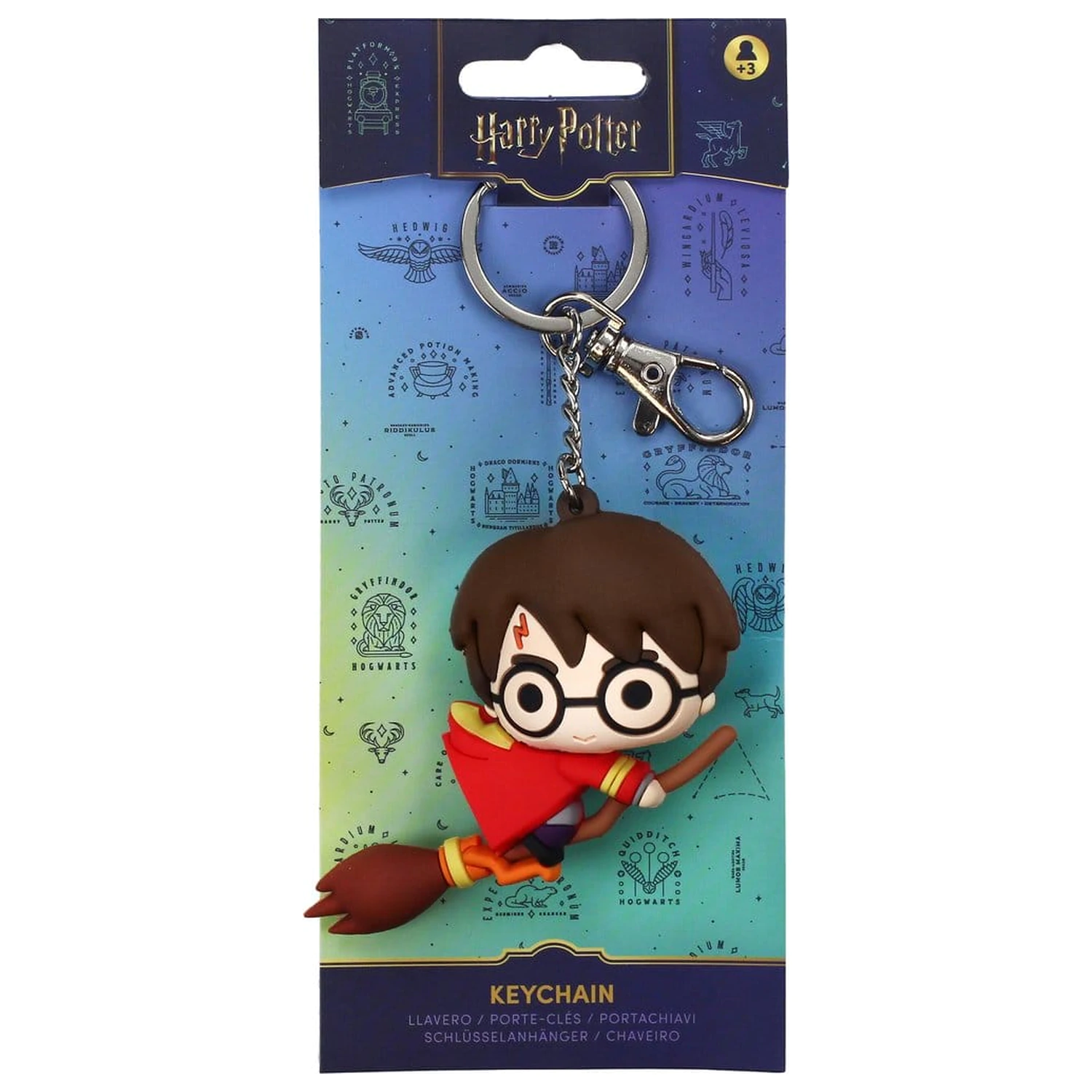 Harry Potter Gummischlüsselanhänger Harry auf Besen 7 cm Produktfoto