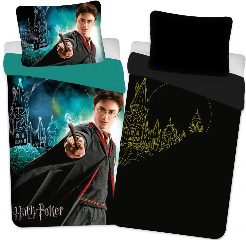 Harry Potter Glow in the Dark Bettbezug Schloss 140×200 cm, 70×90 cm Produktfoto