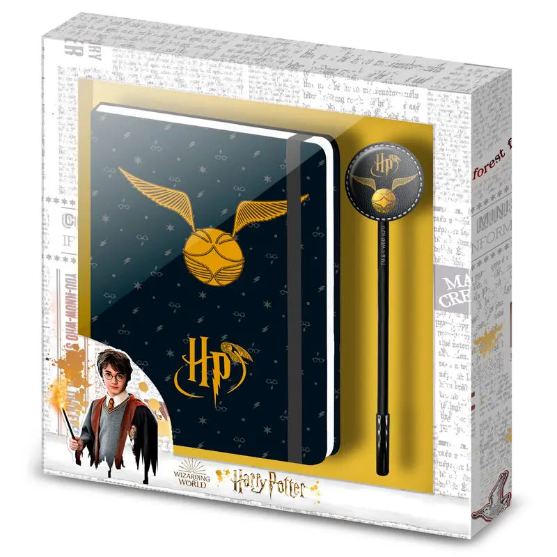 Harry Potter Notizbuch mit Kugelschreiber Geschenkset Golden Snitch termékfotó