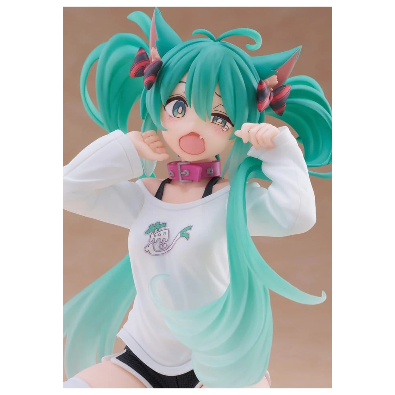 Hatsune Miku PVC Statue Schreibtisch Süße Figur Hatsune Miku Katze Ohr T-Shirt Ver. 13 cm Produktfoto