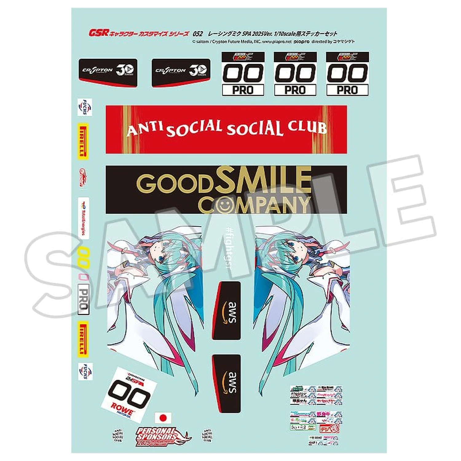Hatsune Miku GSR Character Customization Series 052 Aufkleber Set für GSR Autos 1/10 Racing Miku SPA 2025 Ver. Produktfoto