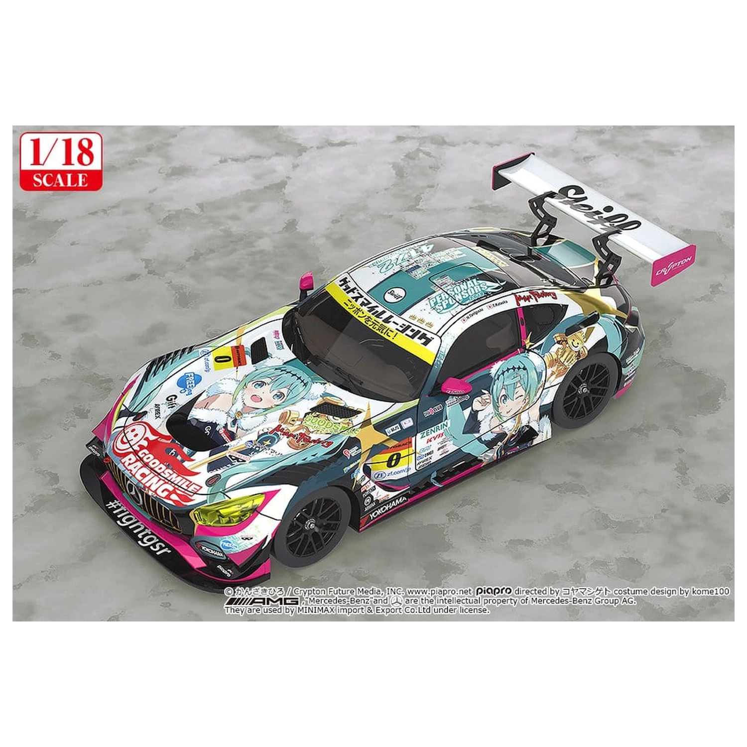 Hatsune Miku GT Project Fahrzeug 1/18 Good Smile Hatsune Miku AMG 2018 Final Race Ver. 26 cm Produktfoto