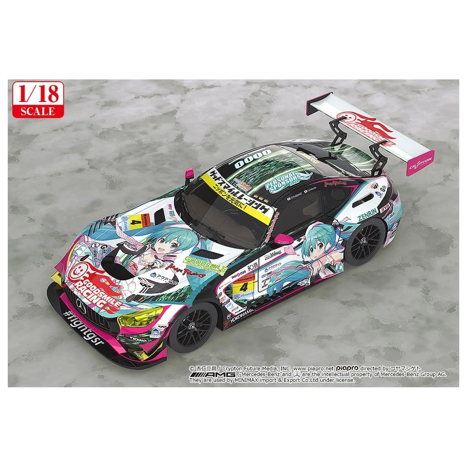 Hatsune Miku GT Projekt Fahrzeug 1/18 Good Smile Hatsune Miku AMG 2019 Ver. 26 cm Produktfoto