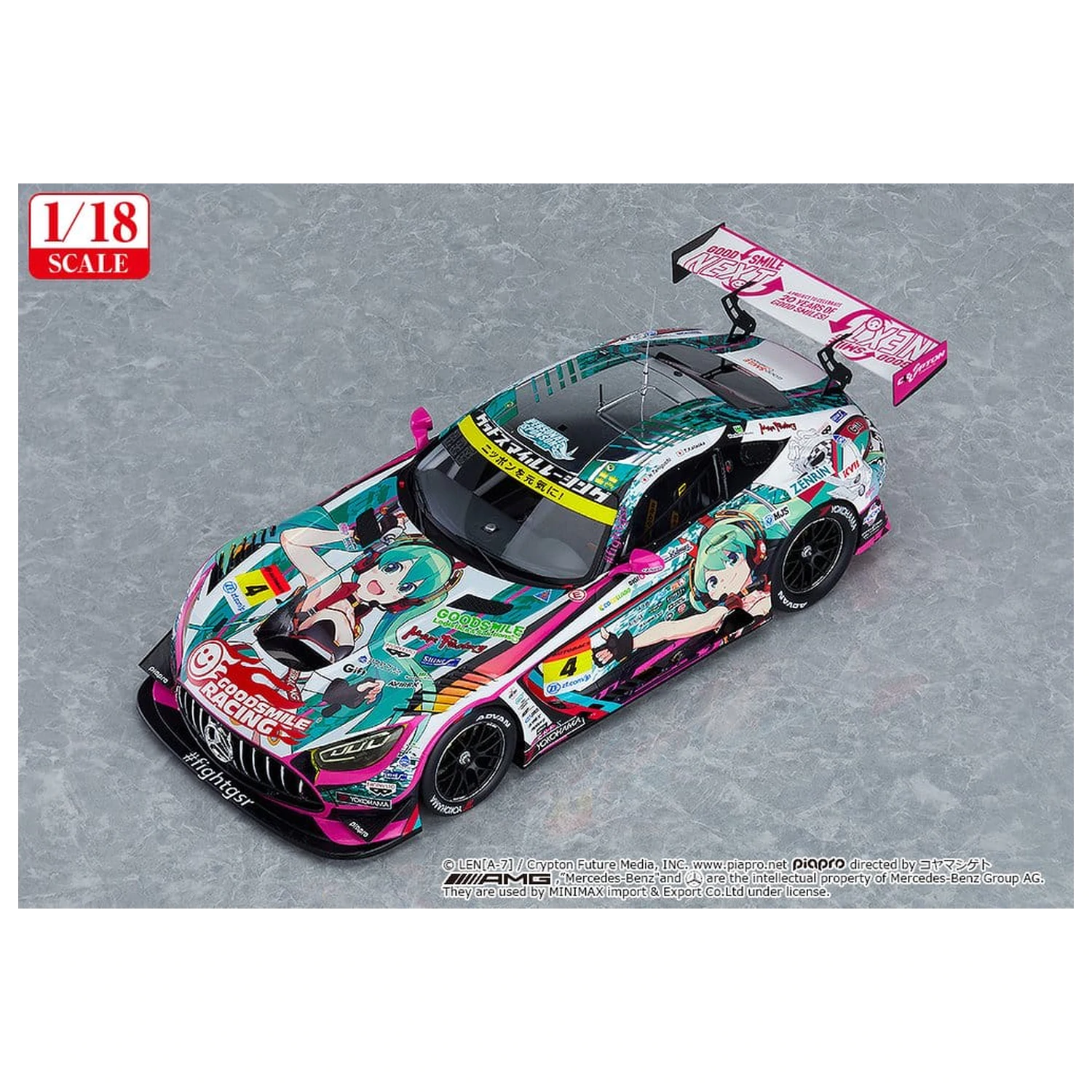 Hatsune Miku GT Projekt Fahrzeug 1/18 Good Smile Hatsune Miku AMG 2020 SUPER GT Okayama Test Ver. 26 cm Produktfoto