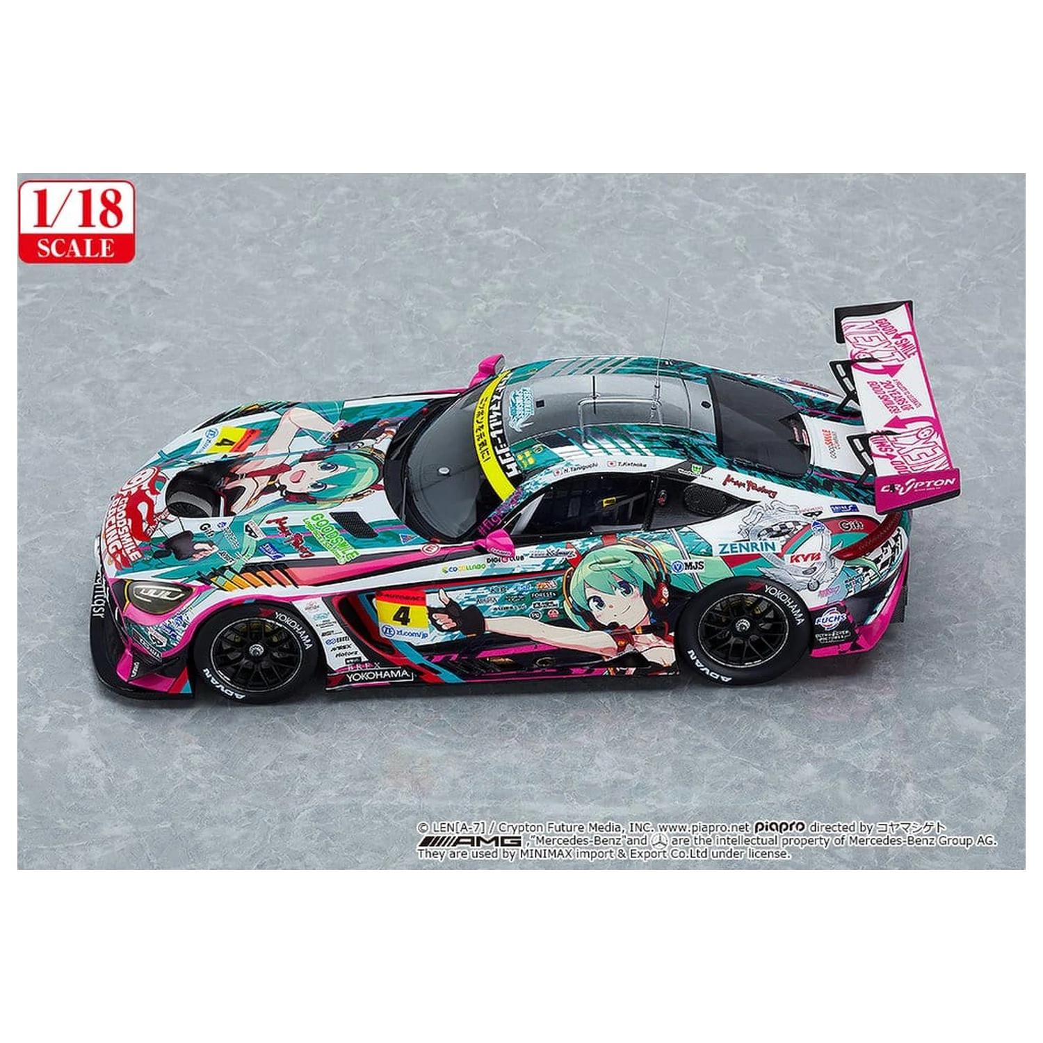 Hatsune Miku GT Projekt Fahrzeug 1/18 Good Smile Hatsune Miku AMG 2020 SUPER GT Okayama Test Ver. 26 cm Produktfoto