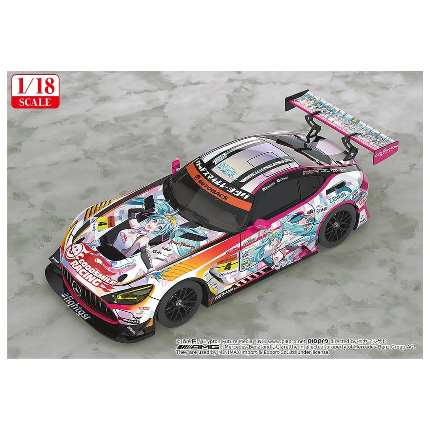 Hatsune Miku GT Projekt Fahrzeug 1/18 Good Smile Hatsune Miku AMG 2021 SUPER GT 100. Rennen Gedenk Ver. 26 cm Produktfoto