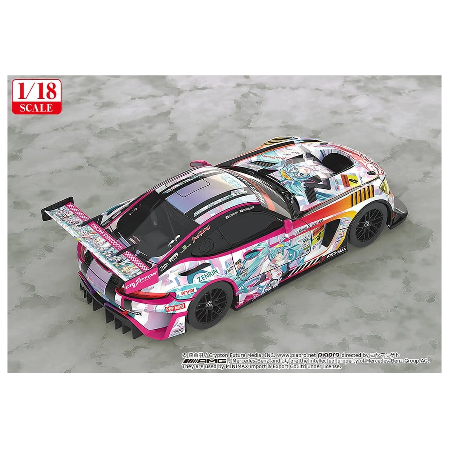 Hatsune Miku GT Projekt Fahrzeug 1/18 Good Smile Hatsune Miku AMG 2021 SUPER GT 100. Rennen Gedenk Ver. 26 cm Produktfoto